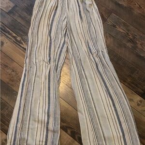 Rewash Cream and Blue Textured Stripe Pants